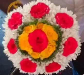Lilly Sampangi Bouquet with yellow and Red Rose