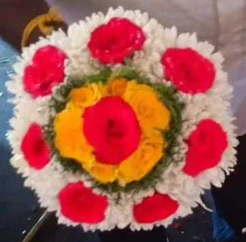 Lilly Sampangi Bouquet with yellow and Red Rose